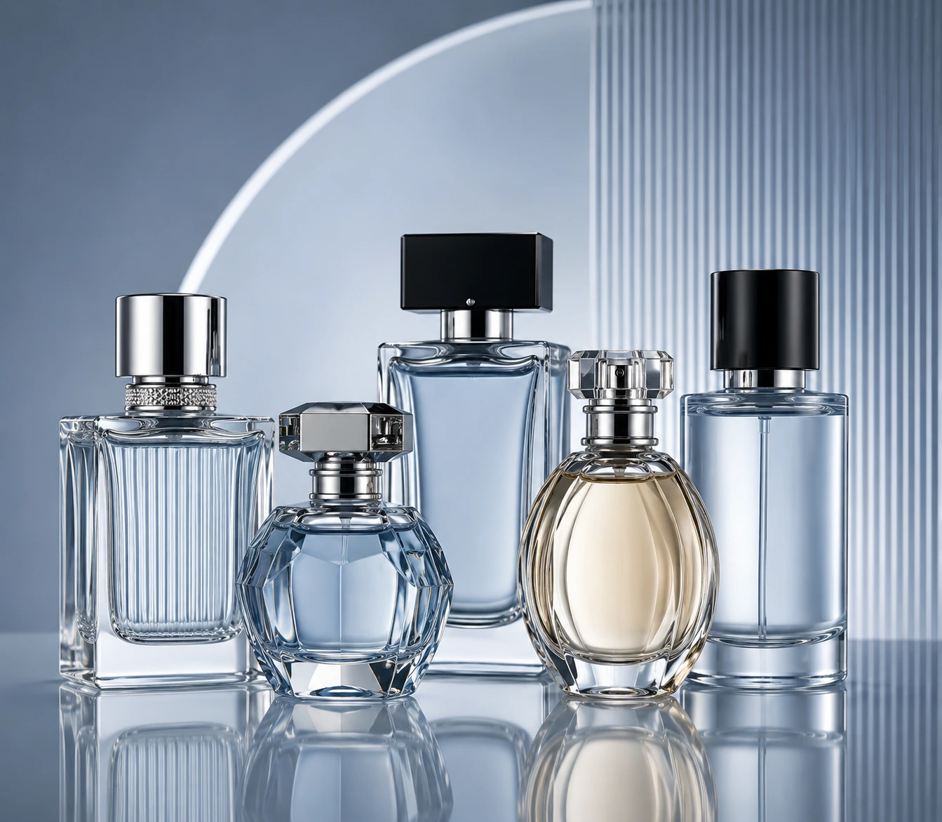 glass perfume bottles with sprayer caps for fragrance packaging