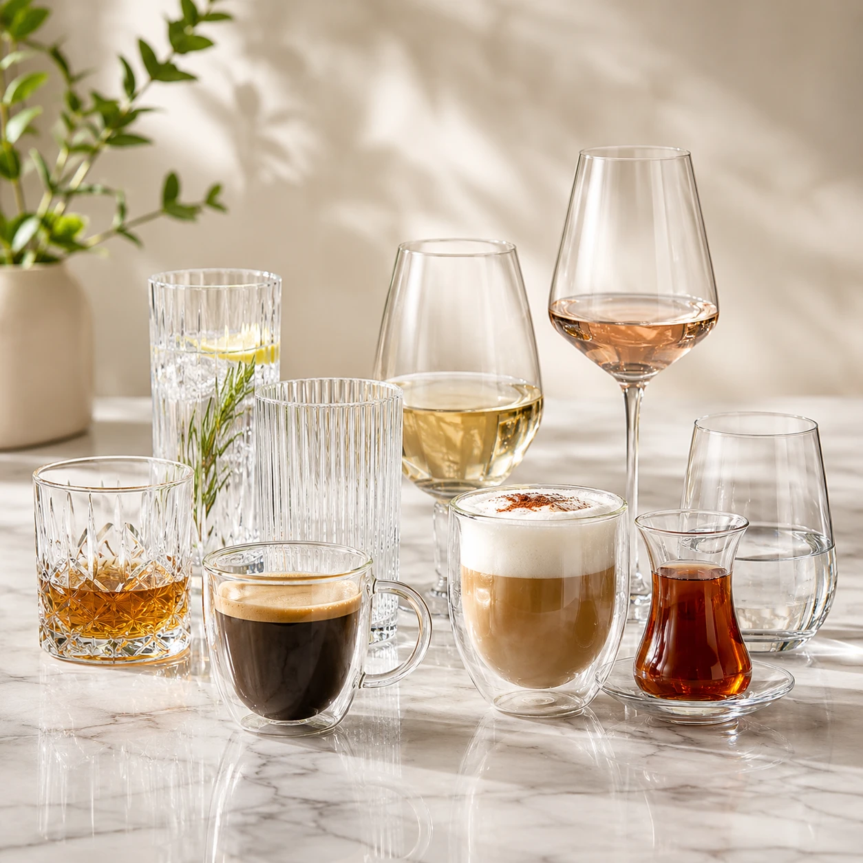 glass cups and drinkware for hospitality projects