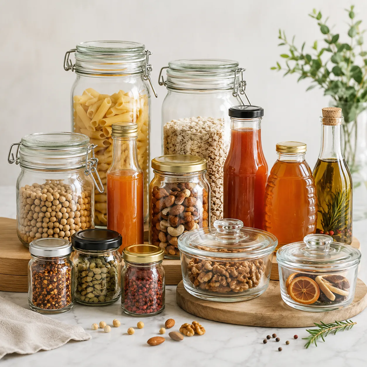 food glass jars and bottles for gourmet packaging