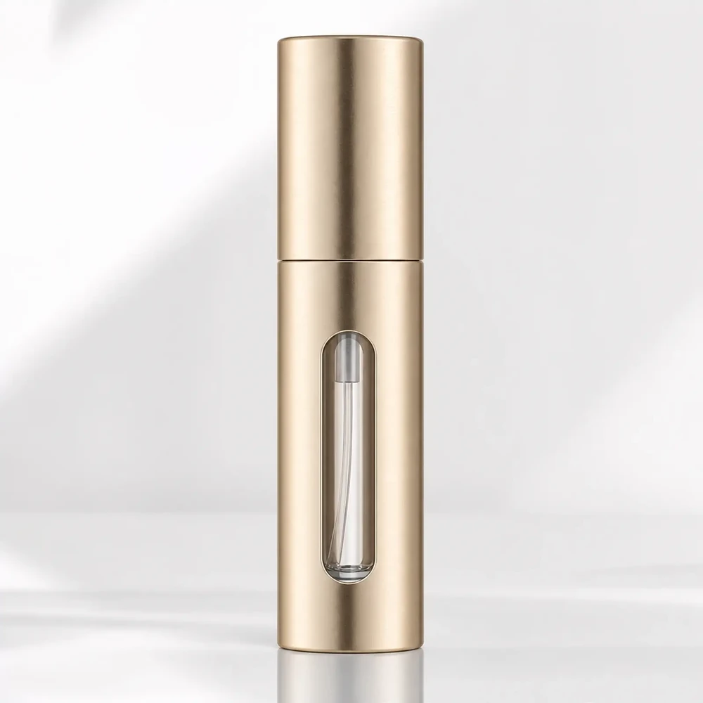 Gold refillable travel mini perfume atomizer bottle - front view