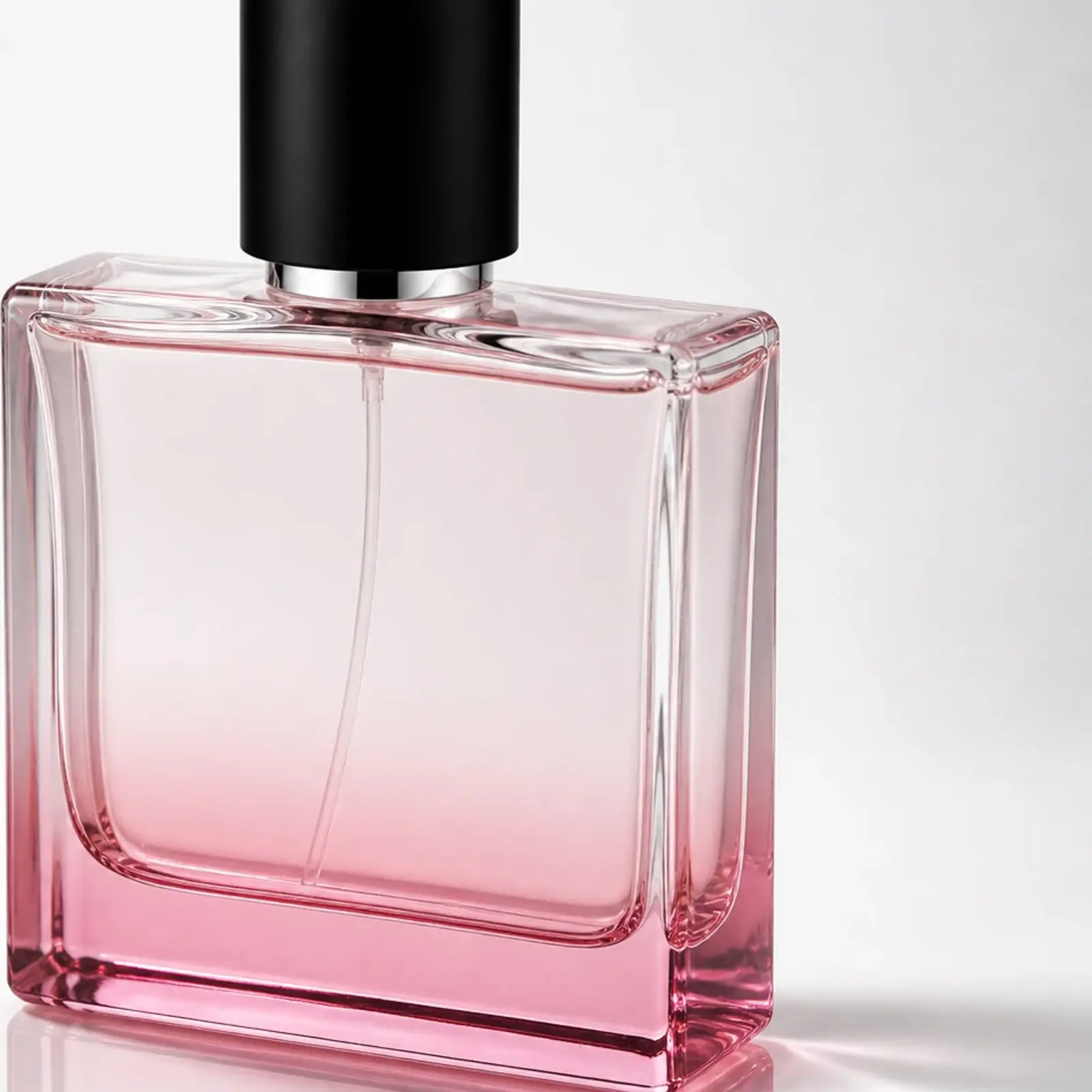 Flat Square Perfume glass perfume bottle with sprayer and cap - closure detail