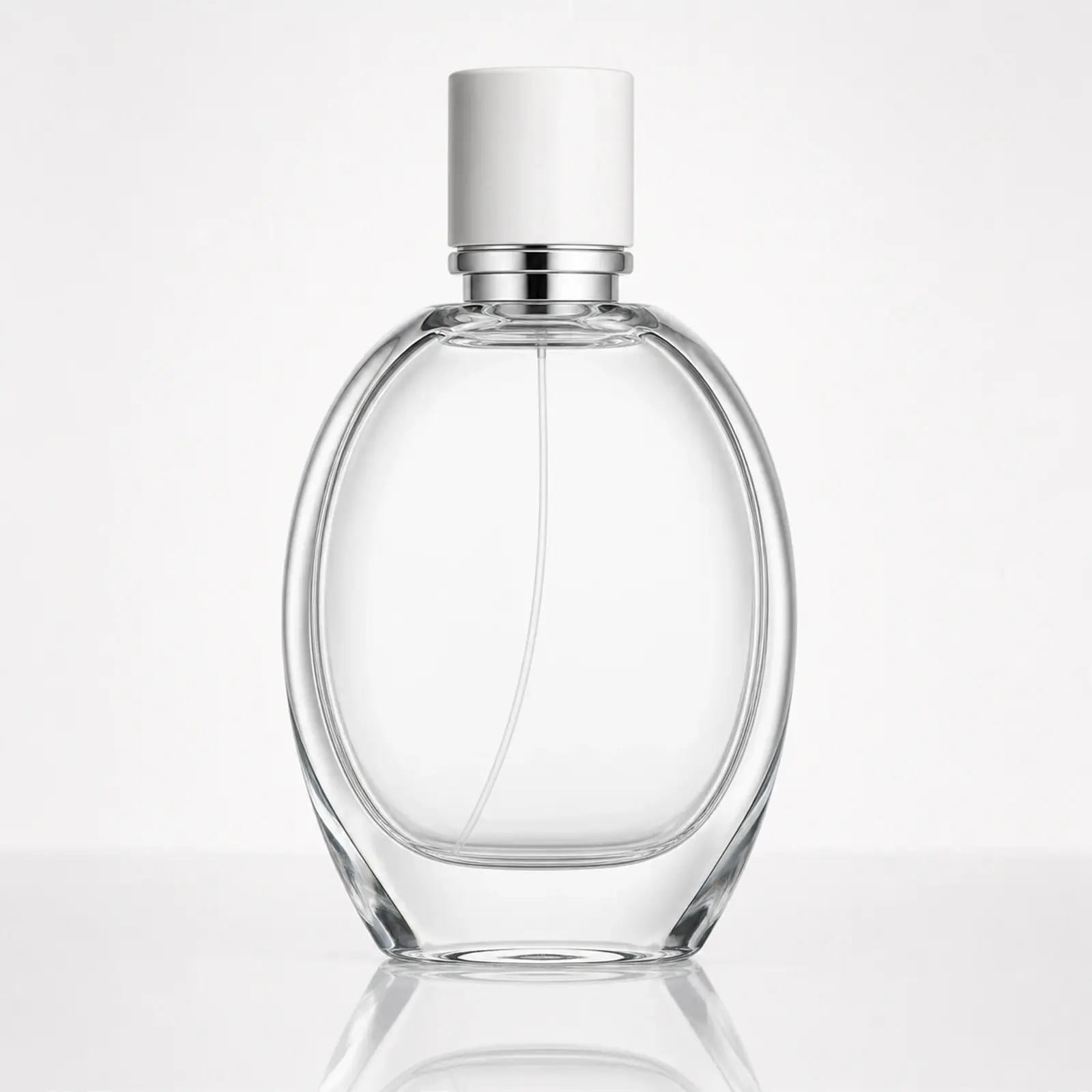 Oval Perfume glass perfume bottle with sprayer and cap - decoration view