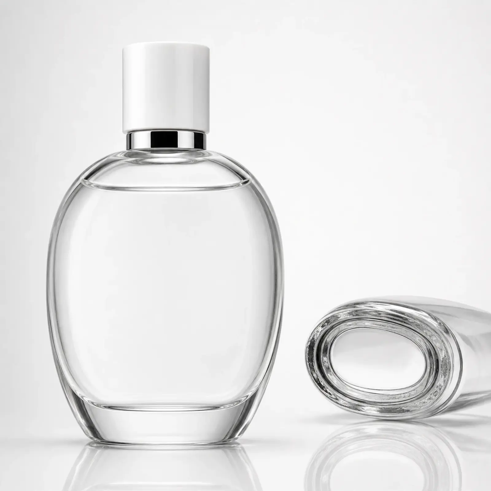 Oval Perfume glass perfume bottle with sprayer and cap - packing view
