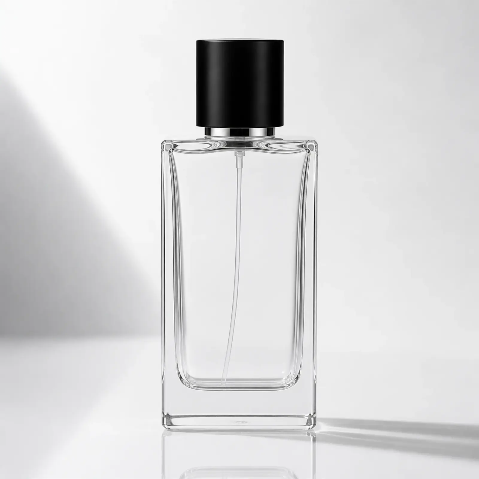 Rectangular Perfume glass perfume bottle with sprayer and cap - decoration view