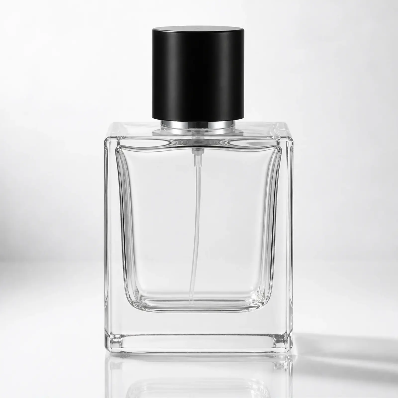 Square Heavy-Base Perfume glass perfume bottle with sprayer and cap - decoration view