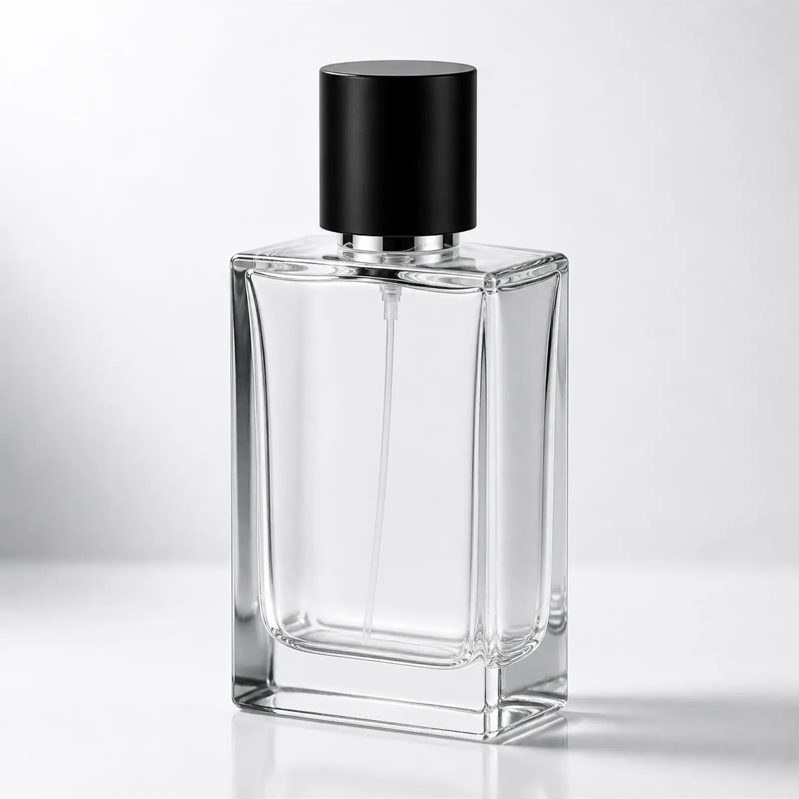 Square Heavy-Base Perfume glass perfume bottle with sprayer and cap - packing view