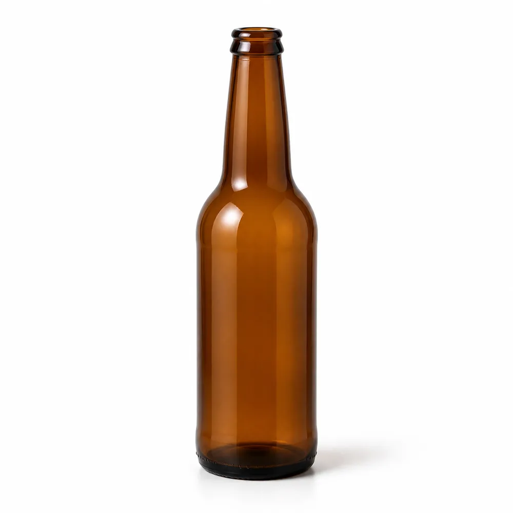 Amber Beer Glass Bottle with amber glass body and closure fit - closure detail