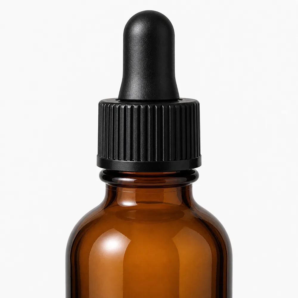Amber Cosmetic Serum Bottle with amber glass body and closure fit - packing view