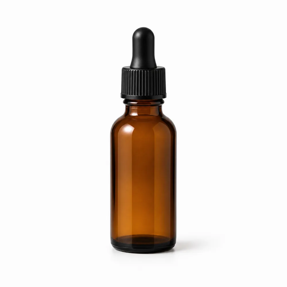 Amber Cosmetic Serum Bottle with amber glass body and closure fit - decoration view