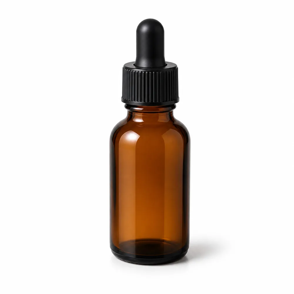 Amber Essential Oil Dropper Bottle with amber glass body and closure fit - closure detail