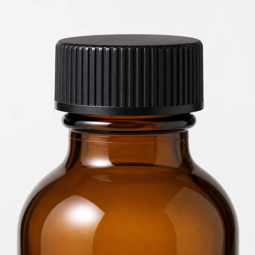 Amber Specialty Glass Bottle with amber glass body and closure fit - packing view