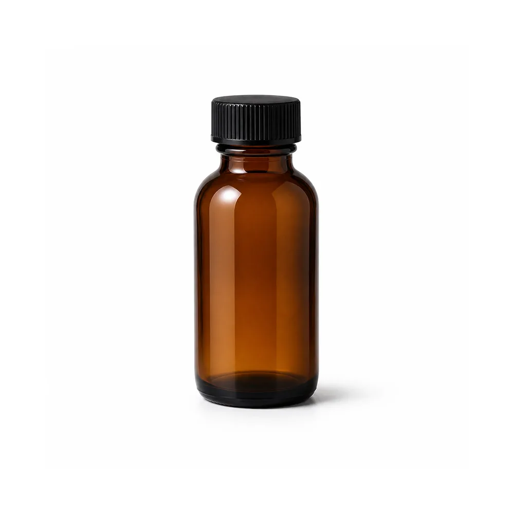 Amber Specialty Glass Bottle with amber glass body and closure fit - decoration view