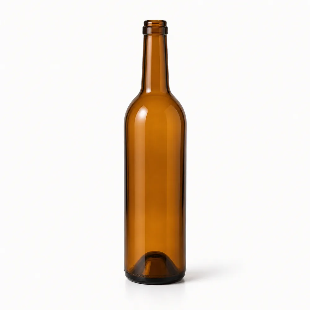 Amber Wine Glass Bottle with amber glass body and closure fit - decoration view