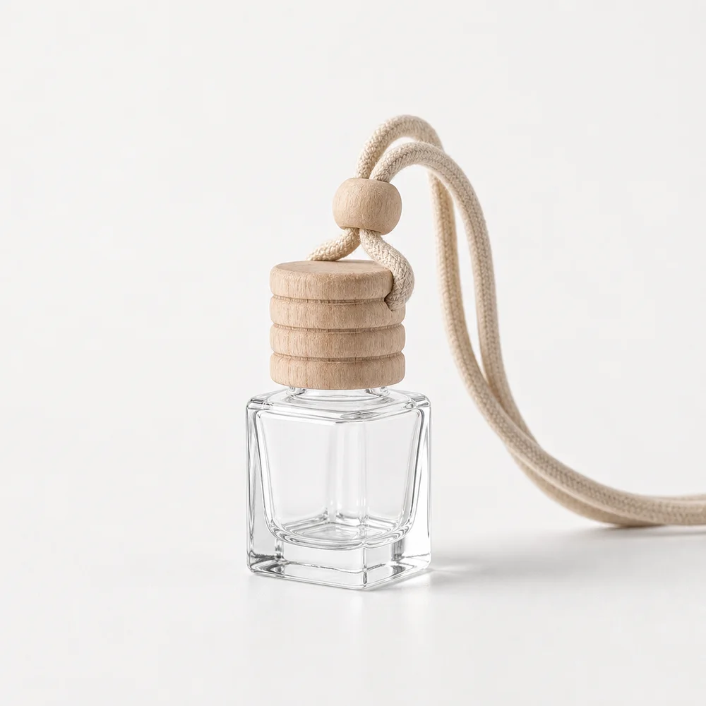 Car Hanging Diffuser Bottle with cap and hanging cord for car diffuser packaging - closure detail