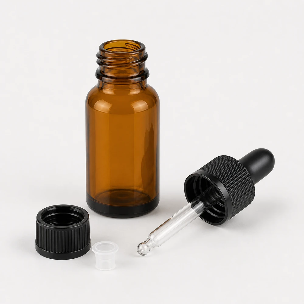 Essential Oil Bottle and Dropper Closure Set with closure for essential oil packaging - closure detail