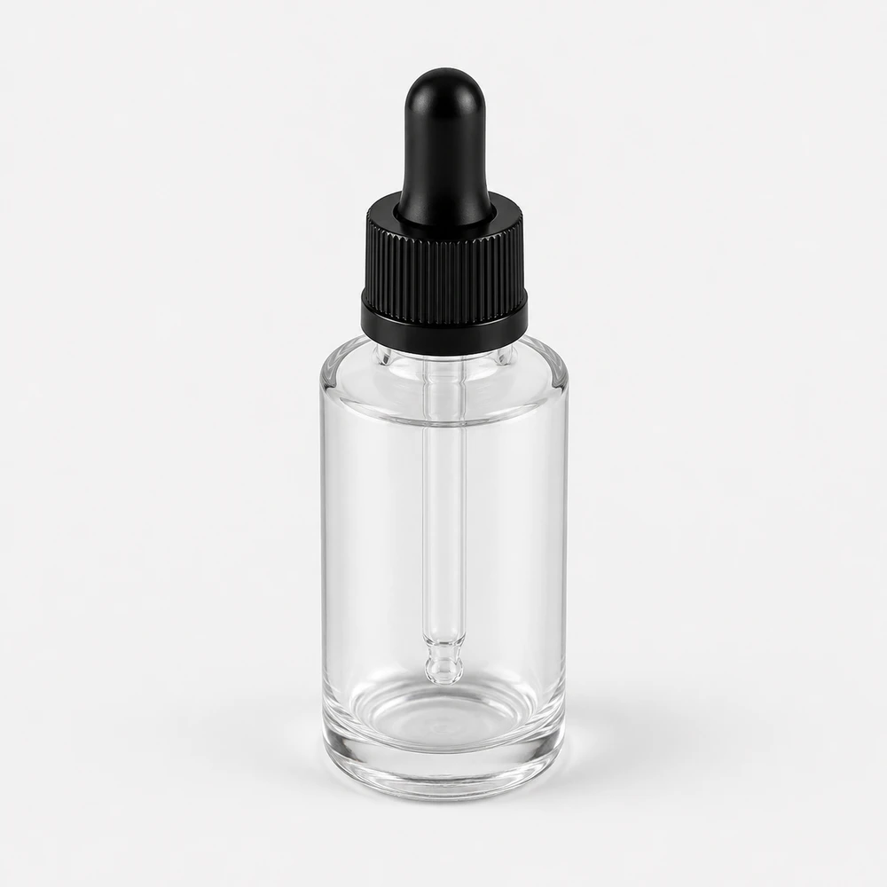Straight Shoulder Glass Dropper Bottle with closure for essential oil packaging - closure detail