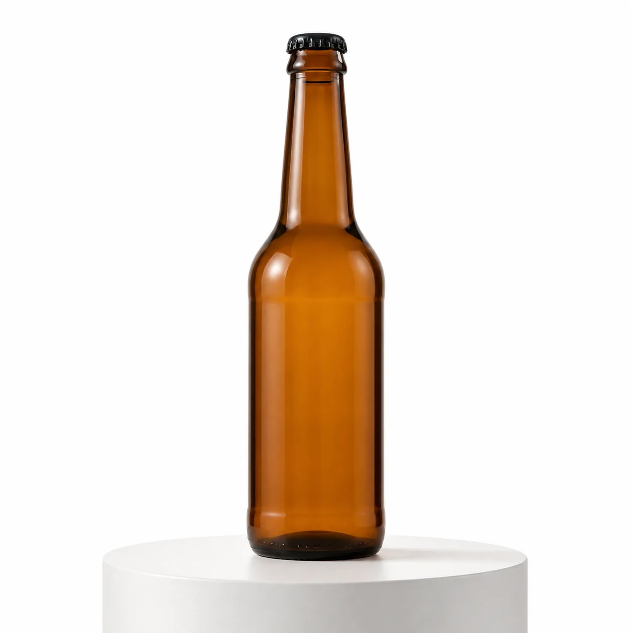 Amber Glass Cider Bottle front view with visible amber cider bottle form
