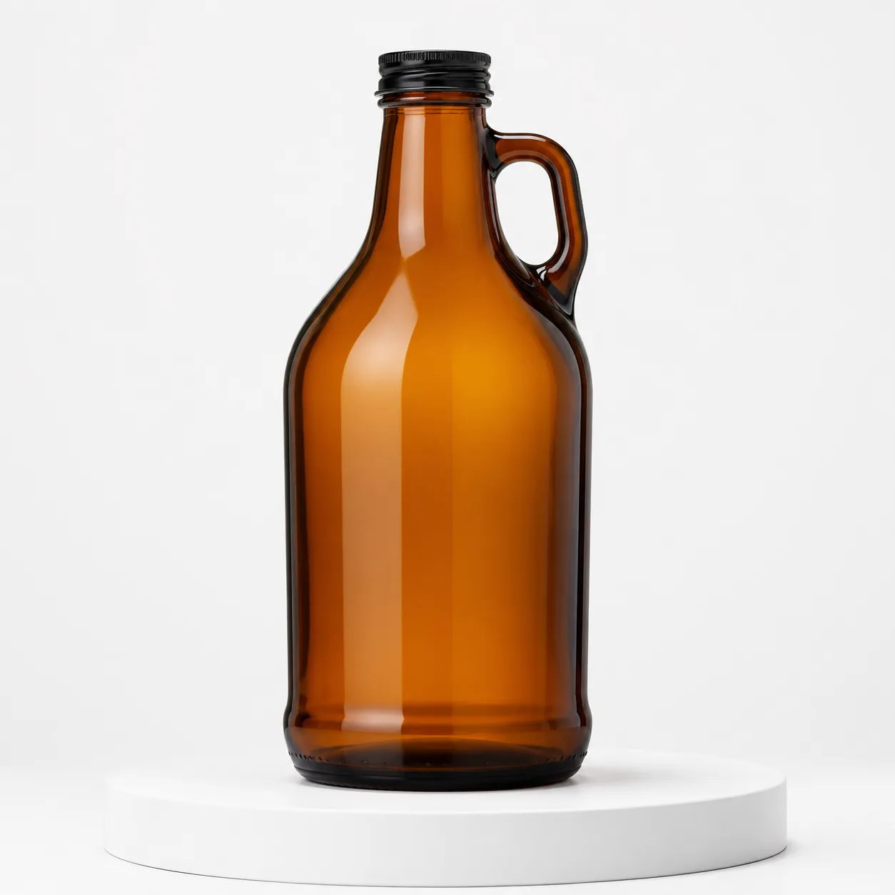 Amber Glass Growler Bottle front view with visible amber growler bottle form
