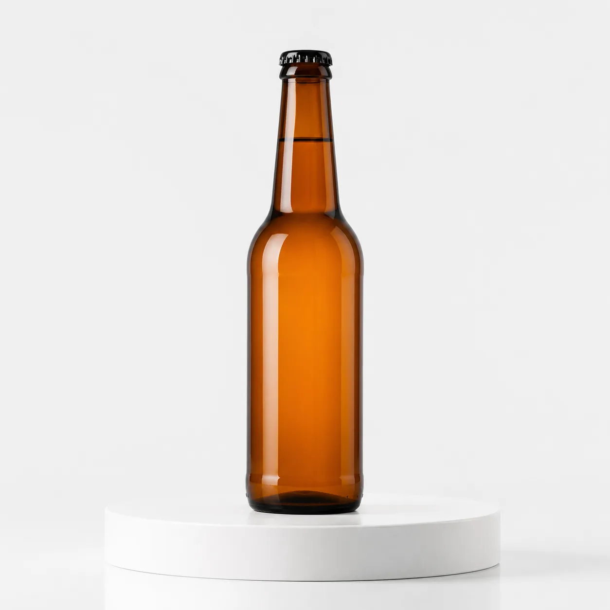 Amber Glass Kombucha Bottle front view with visible amber kombucha bottle form