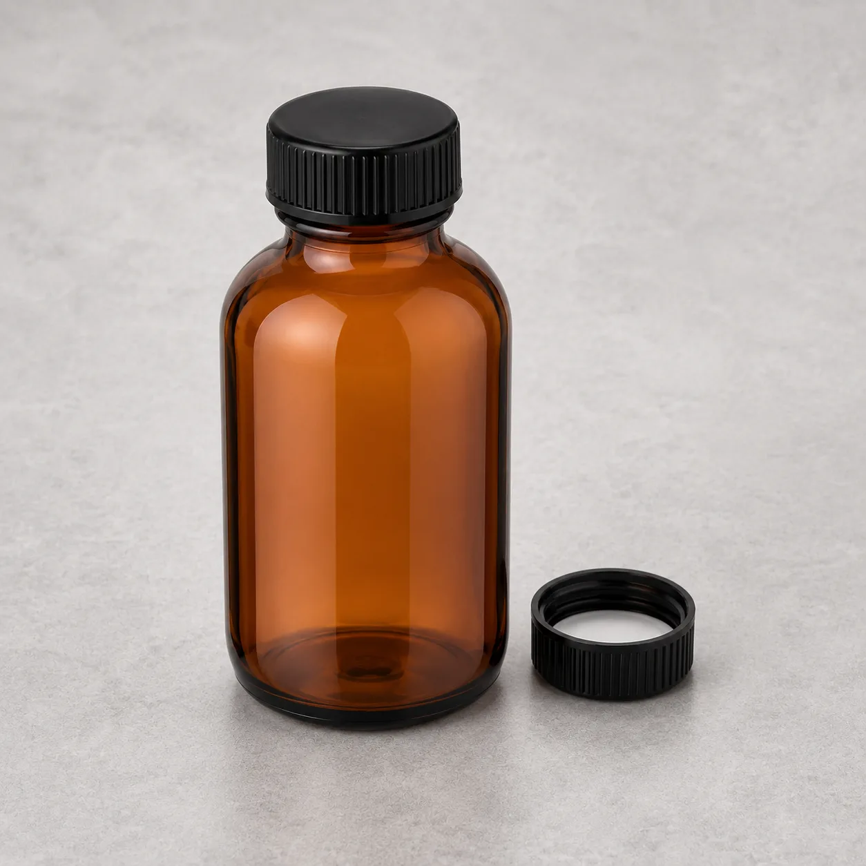 Angled side view of Amber Glass Reagent Bottle showing the outer profile
