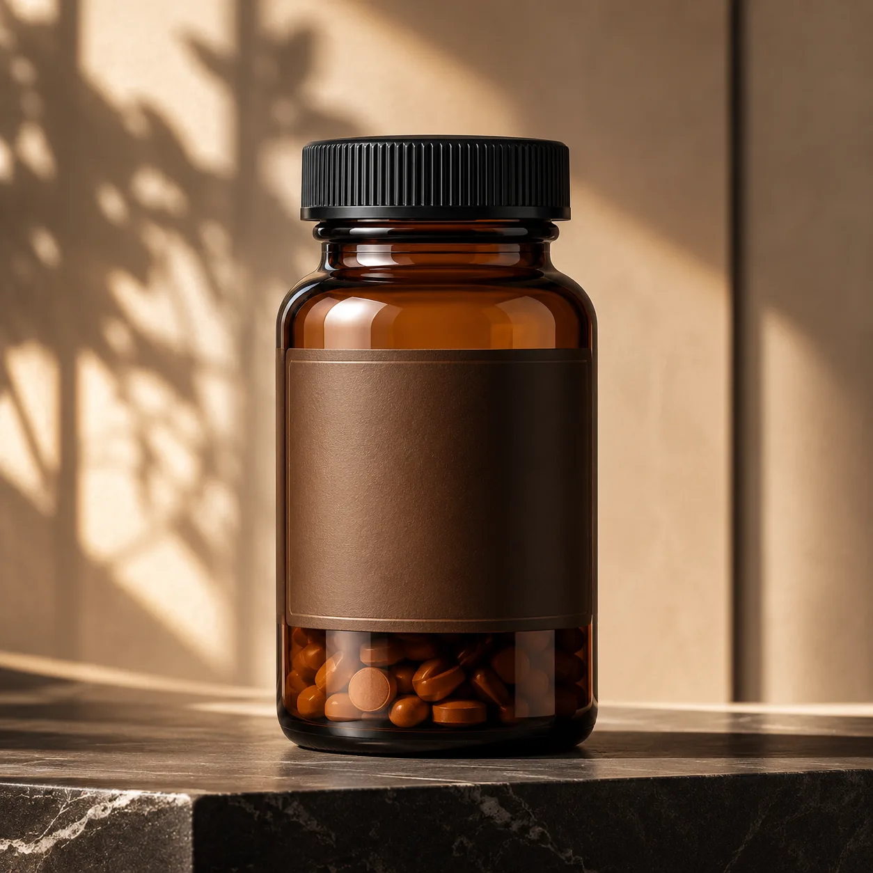 Amber Glass Tablet and Capsule Bottle closure, neck finish and base detail