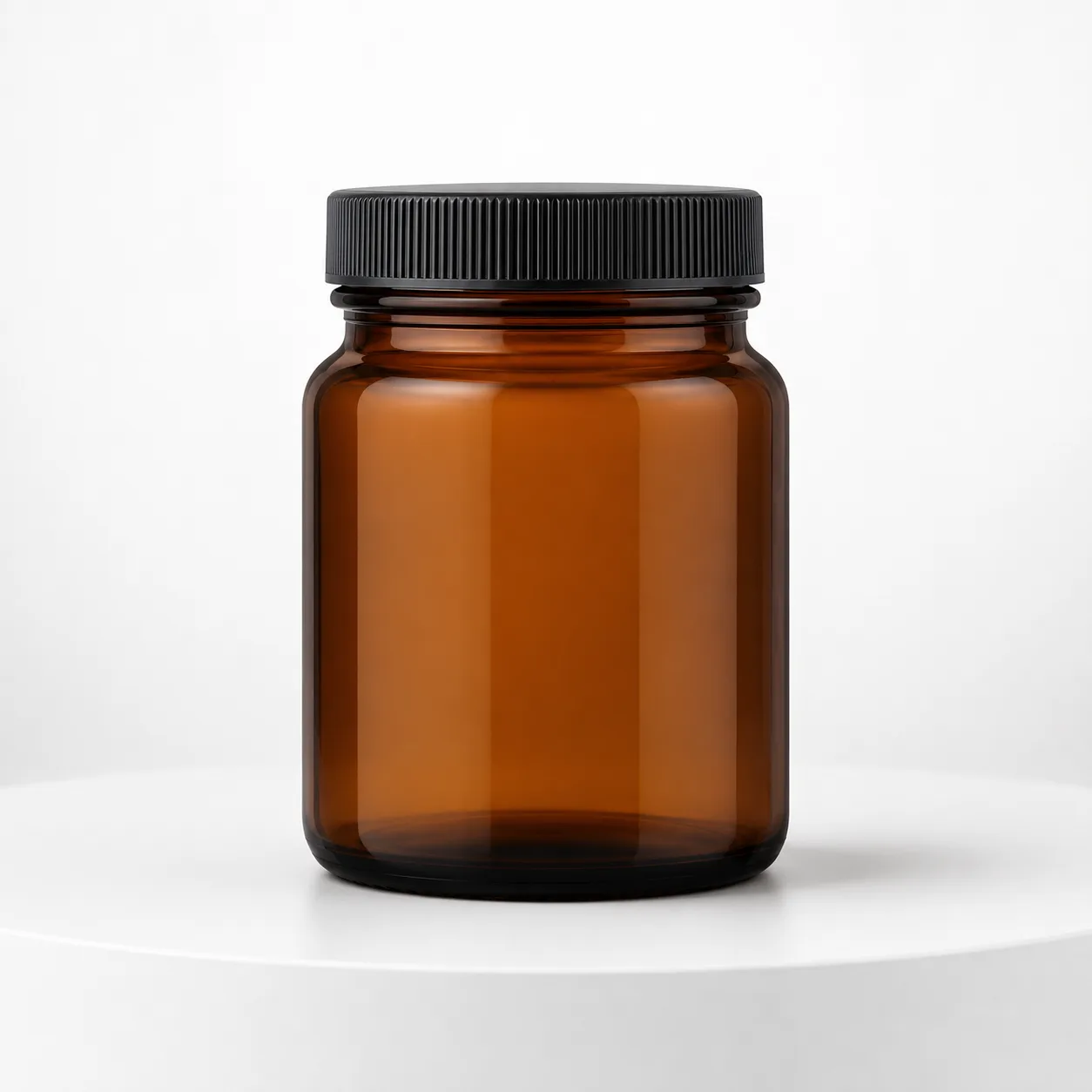 Amber Glass Wide-Mouth Jar front view with visible amber jar body