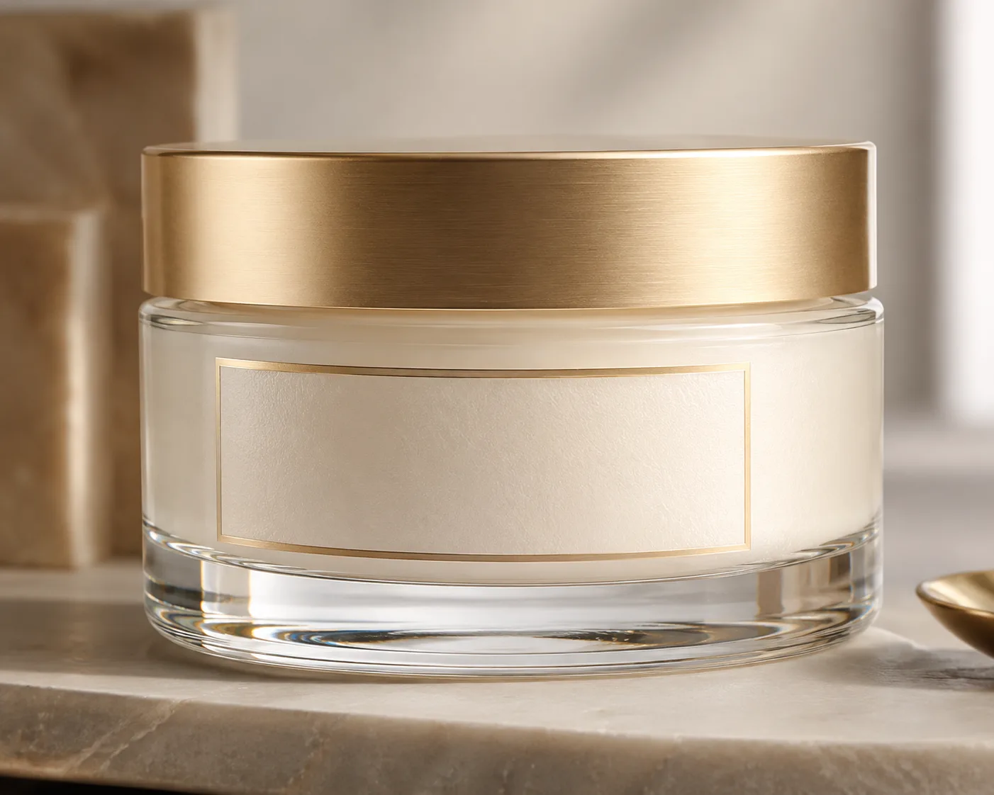 Glass Body Butter Jar in a coordinated skincare packaging presentation.