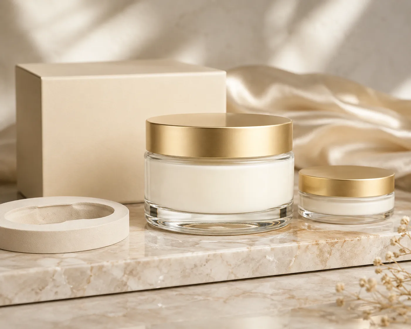 Close-up of Glass Body Butter Jar showing the surface and closure area.