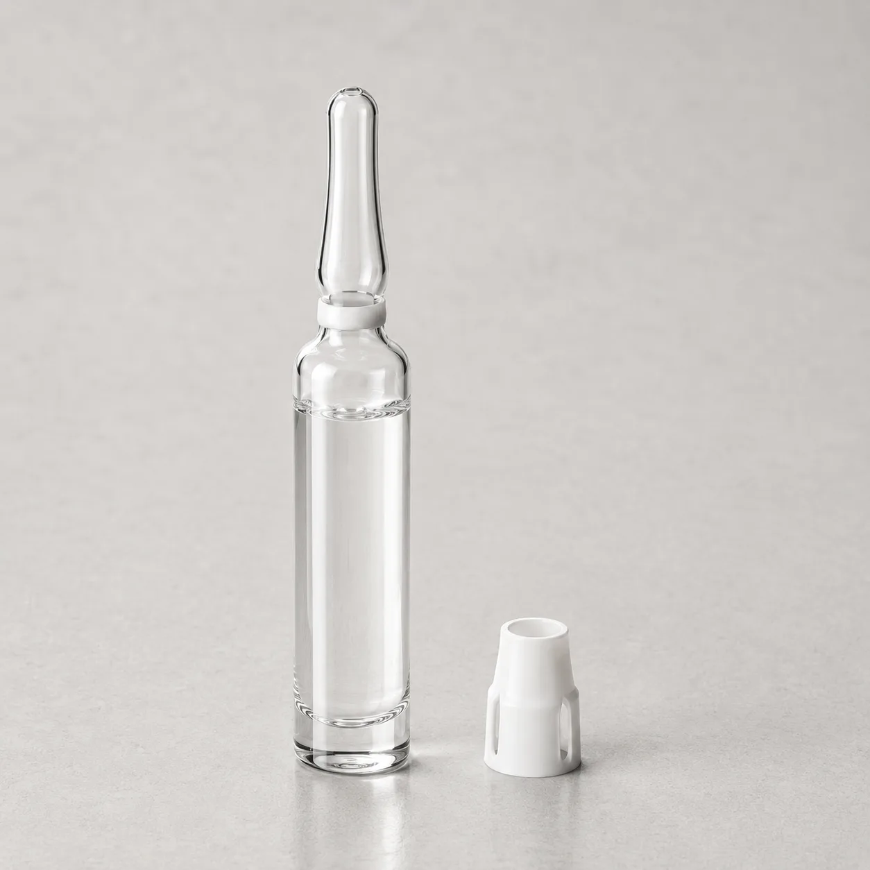 Angled side view of Glass Cosmetic Ampoule showing the outer profile