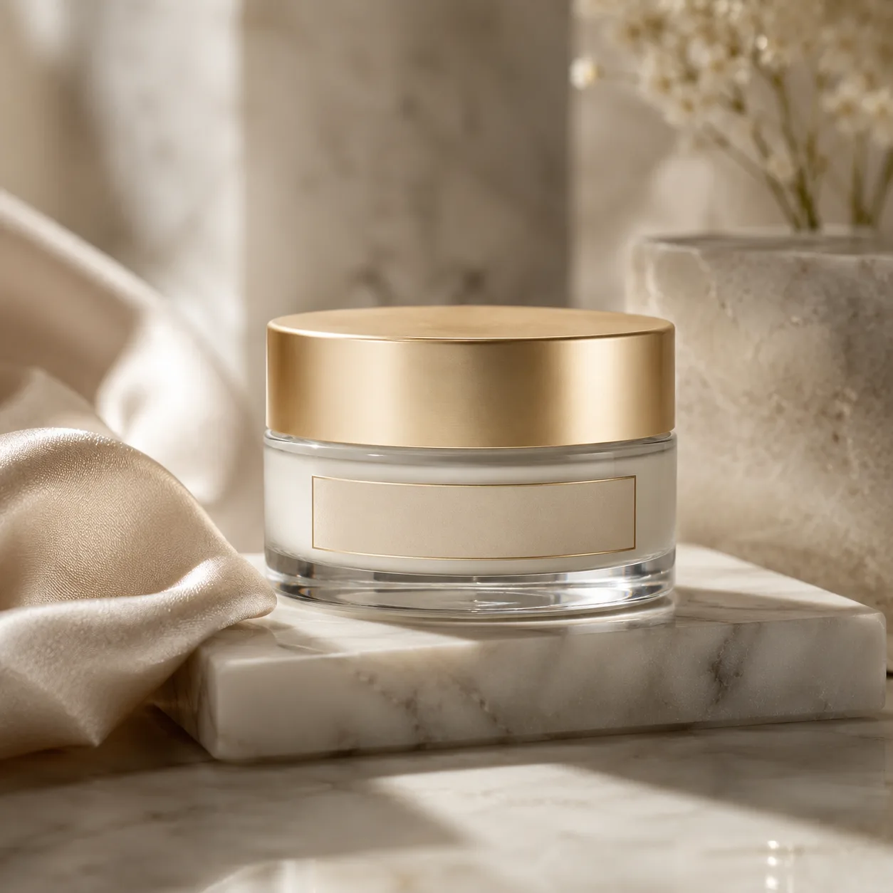 Detail view of Glass Cosmetic Balm Jar showing lid matched to selected jar model