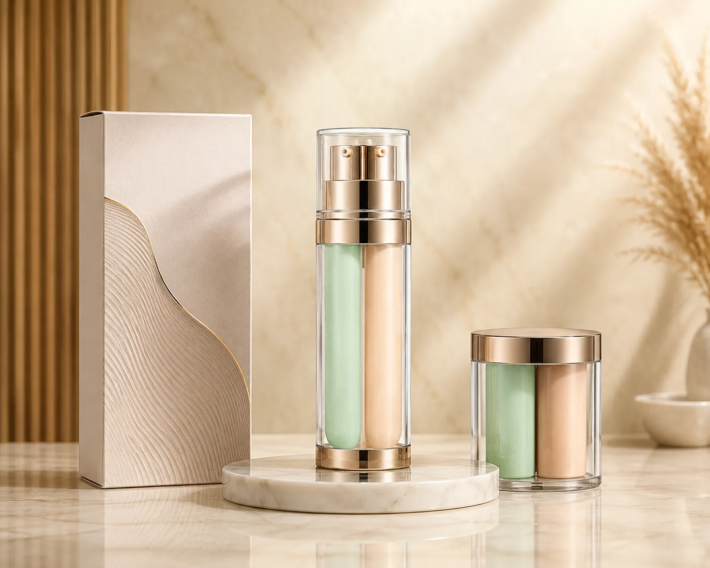 Close-up of Glass Cosmetic Bottle showing the surface and closure area.