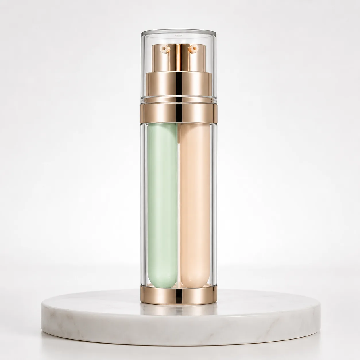Glass Cosmetic Bottle front view with visible Cosmetic cosmetic bottle form