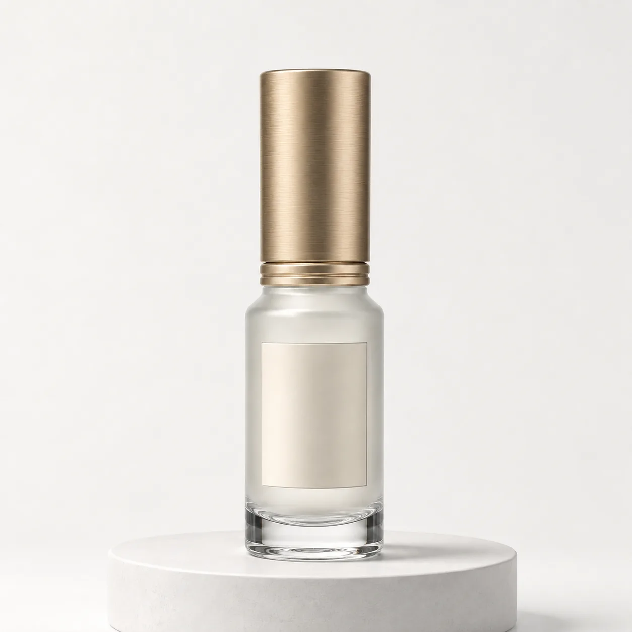 Glass Cosmetic Roll-On Bottle front view with visible cosmetic roll-on bottle form