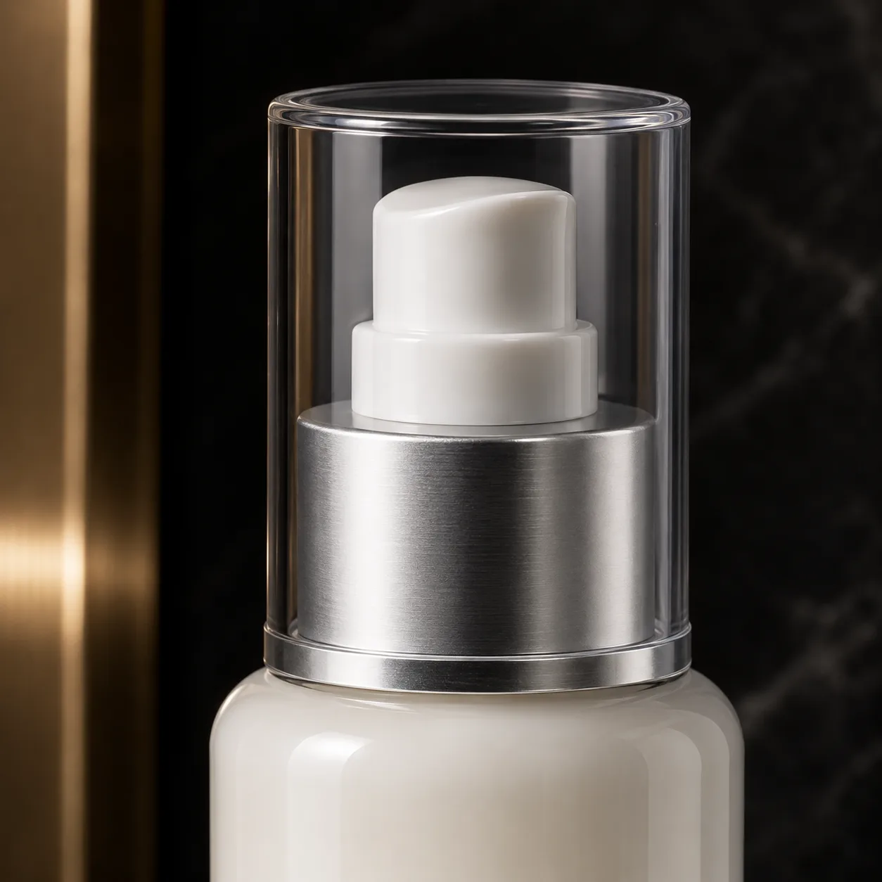 Close view of Glass Essence Bottle showing closure area and print / coat / label