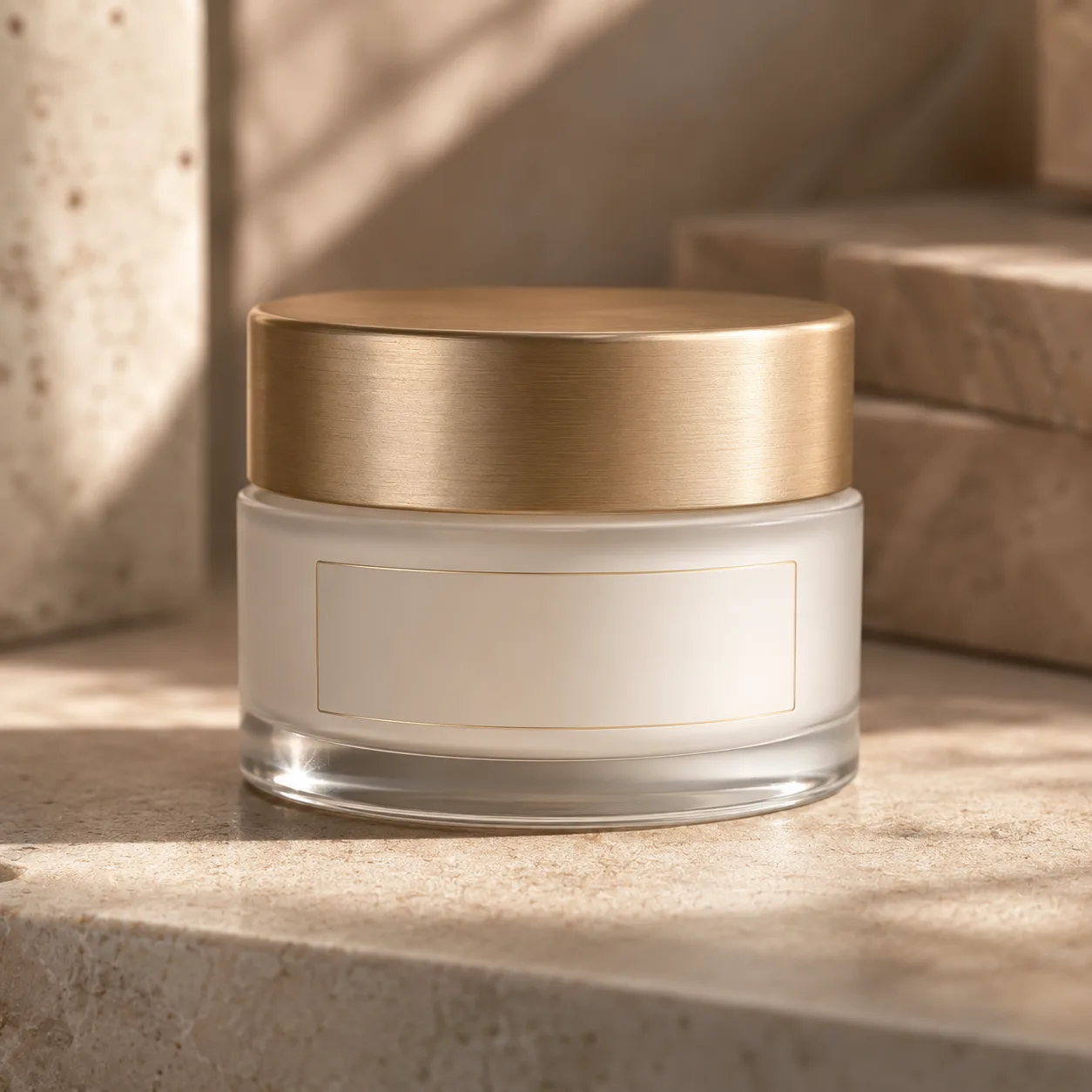 Detail view of Glass Eye Cream Jar showing lid matched to selected jar model