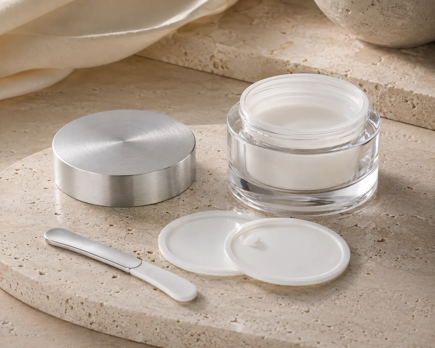 Glass Face Mask Jar shown from a secondary angle with the container profile visible.