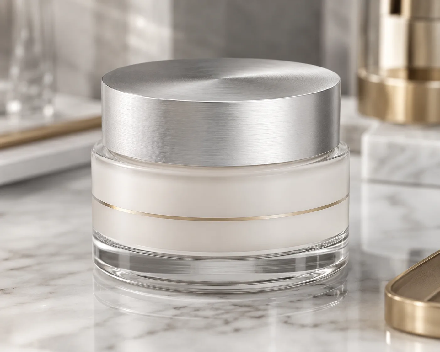 Glass Face Mask Jar in a coordinated skincare packaging presentation.
