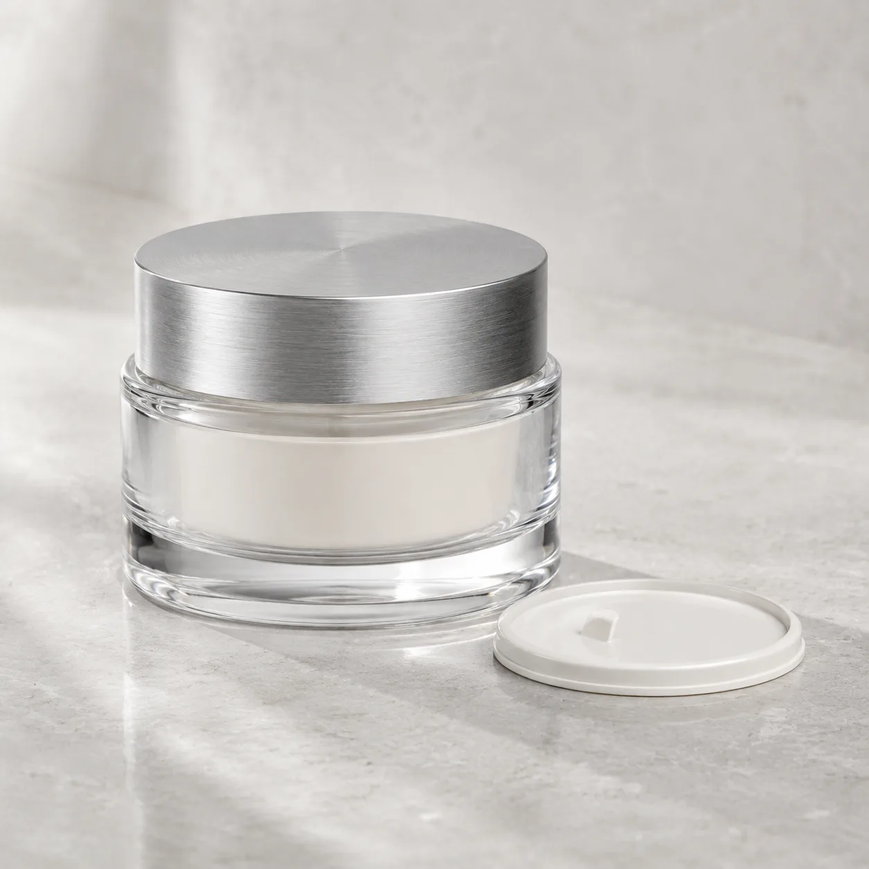 Angled side view of Glass Face Mask Jar showing the outer profile