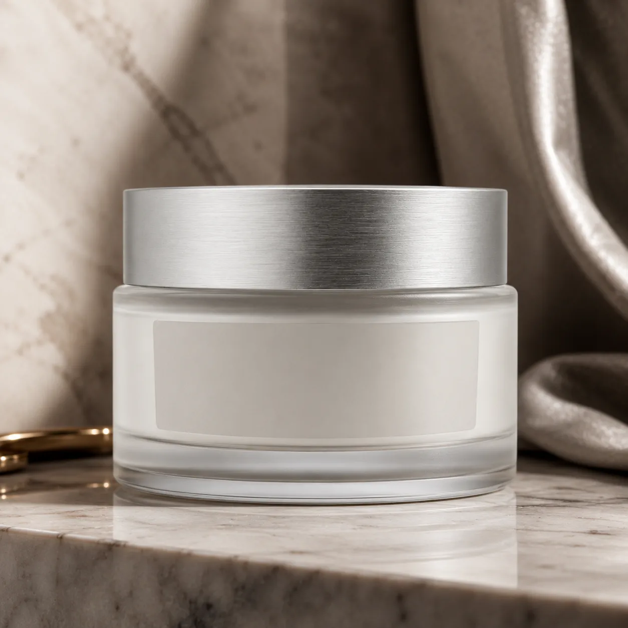 Detail view of Glass Face Mask Jar showing lid matched to selected jar model
