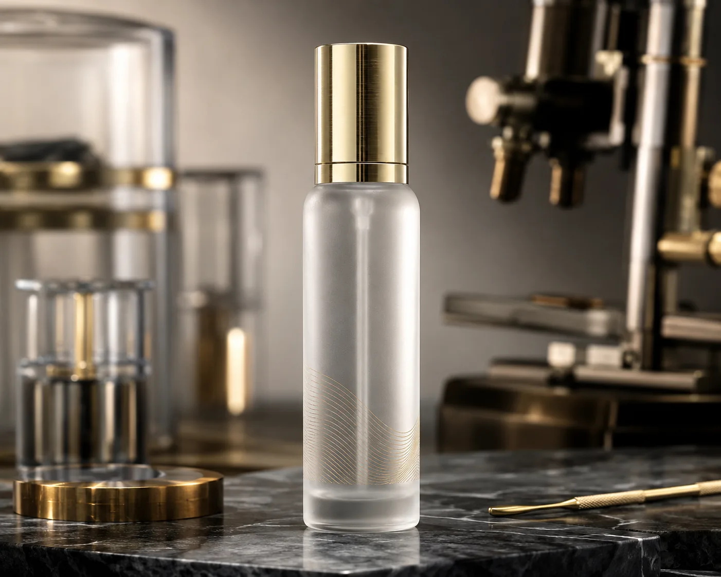 Glass Facial Mist Bottle in a coordinated skincare packaging presentation.