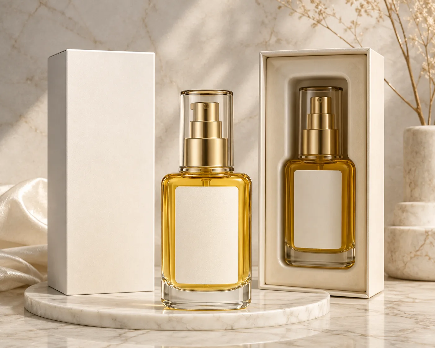 Close-up of Glass Hair Serum Bottle showing the surface and closure area.
