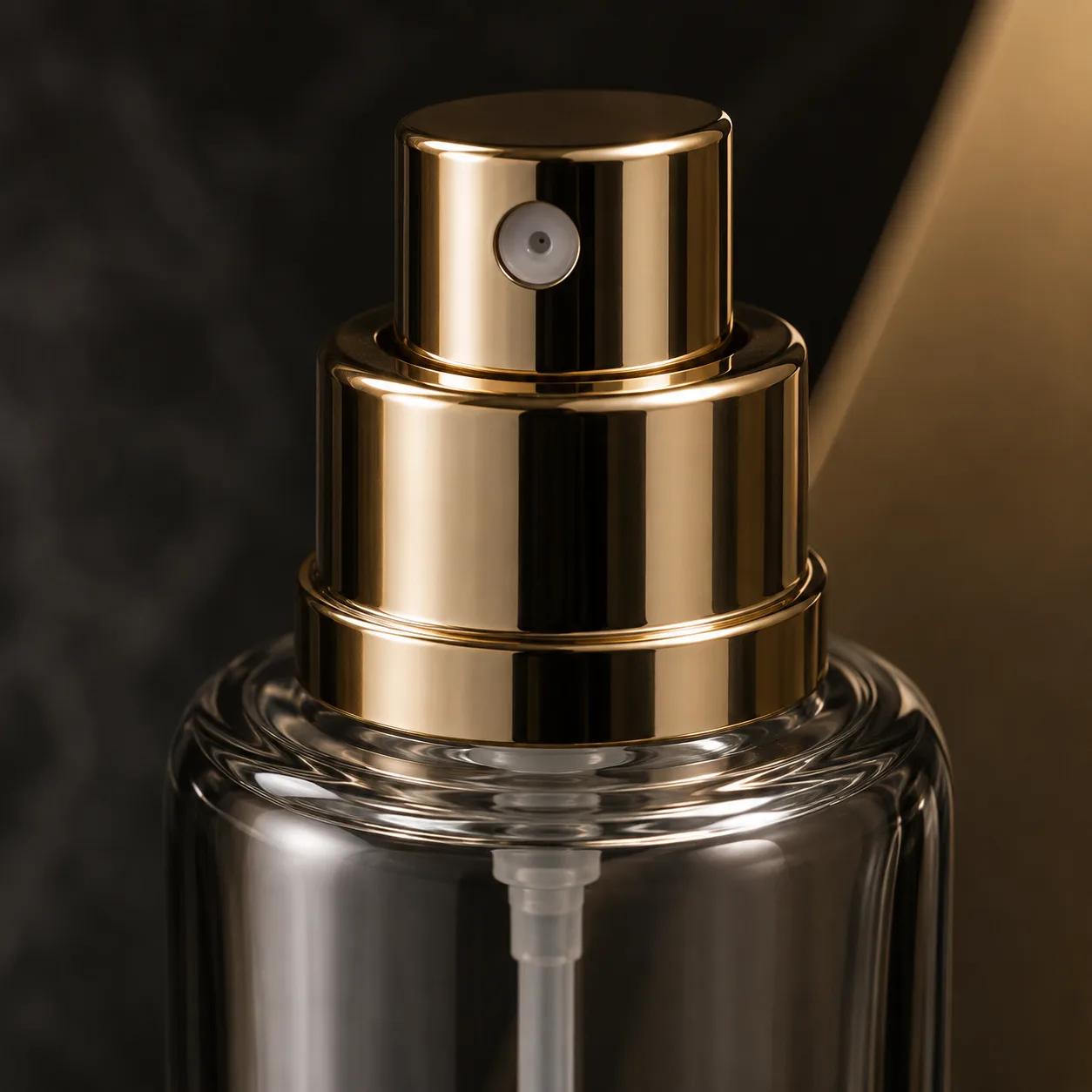 Close view of Glass Makeup Remover Bottle showing closure area and print / coat / label
