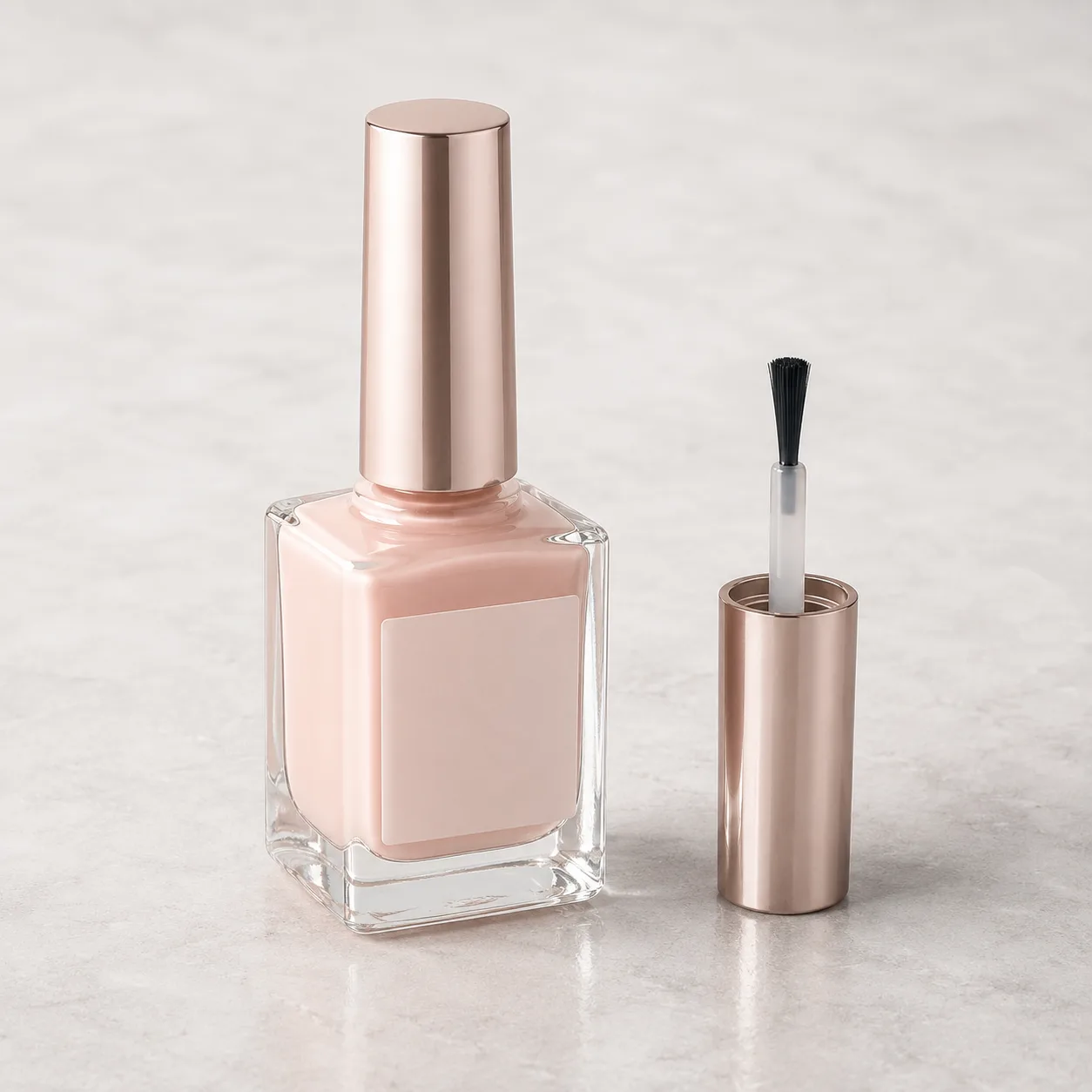 Angled side view of Glass Nail Polish Bottle showing the outer profile