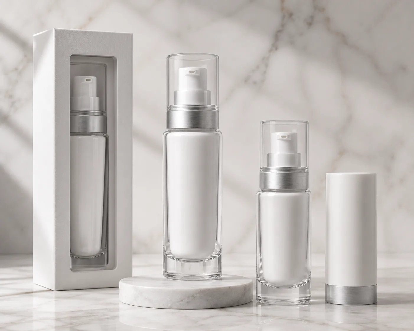 Close-up of Glass Skincare Bottle showing the surface and closure area.