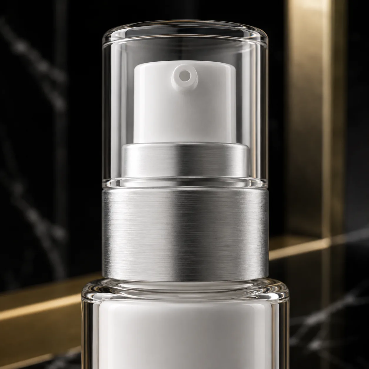 Close view of Glass Skincare Bottle showing closure area and print / coat / label