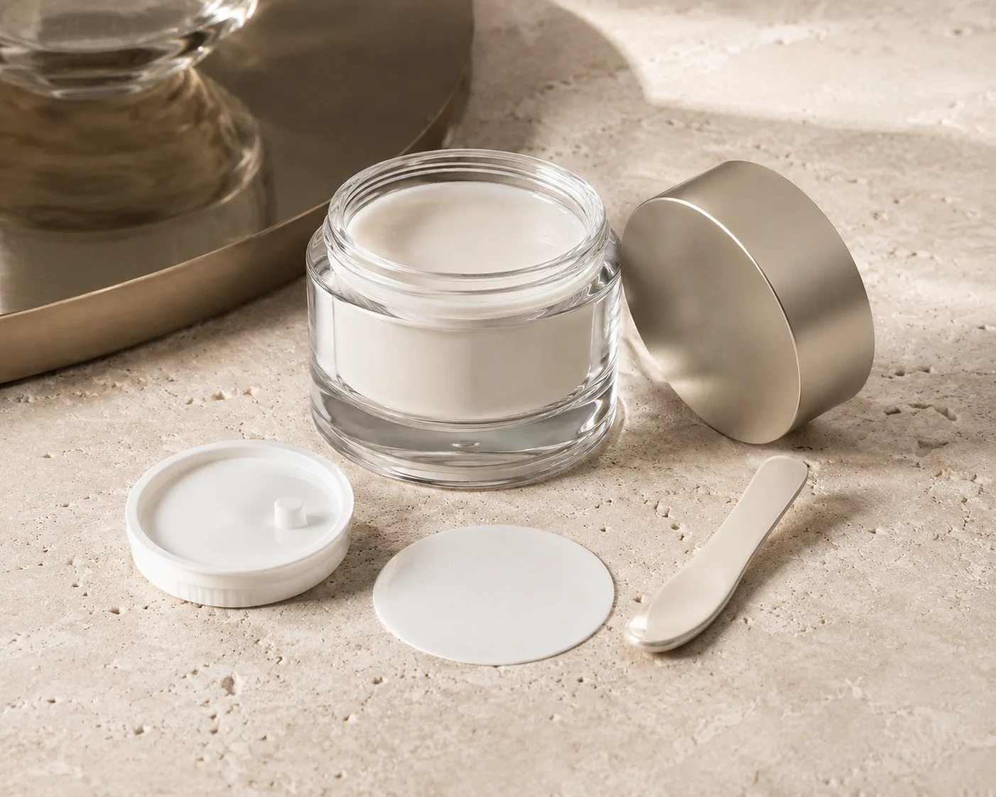 Glass Spatula Cream Jar shown from a secondary angle with the container profile visible.