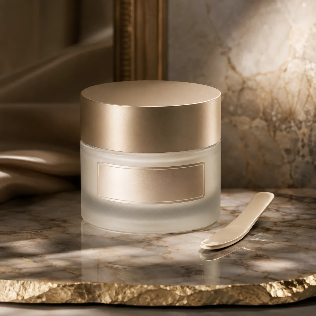 Detail view of Glass Spatula Cream Jar showing lid matched to selected jar model