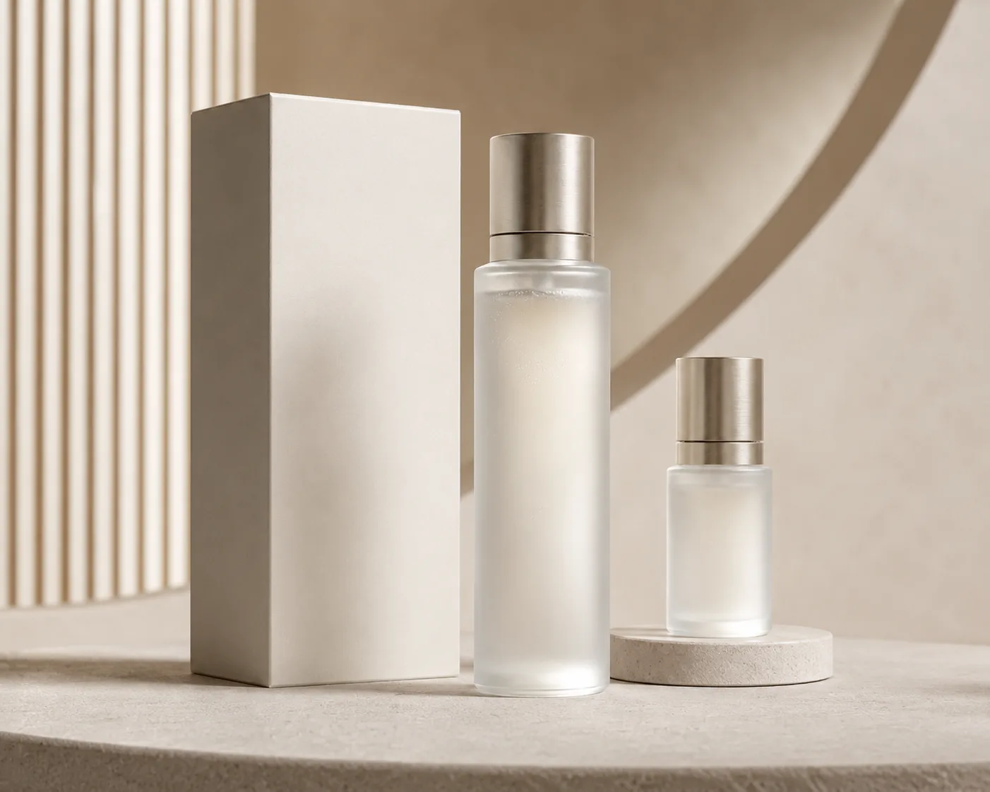 Close-up of Glass Toner Bottle showing the surface and closure area.