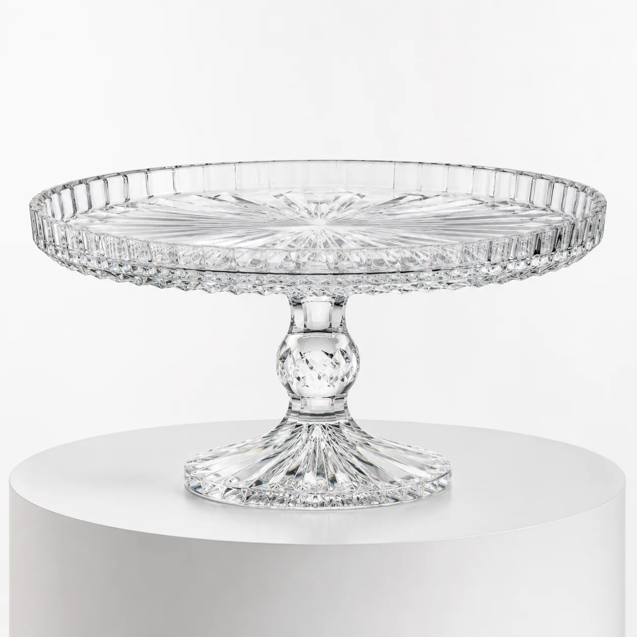 Cut Glass Cake Stand front view with visible Cut Glass Cake Stand form