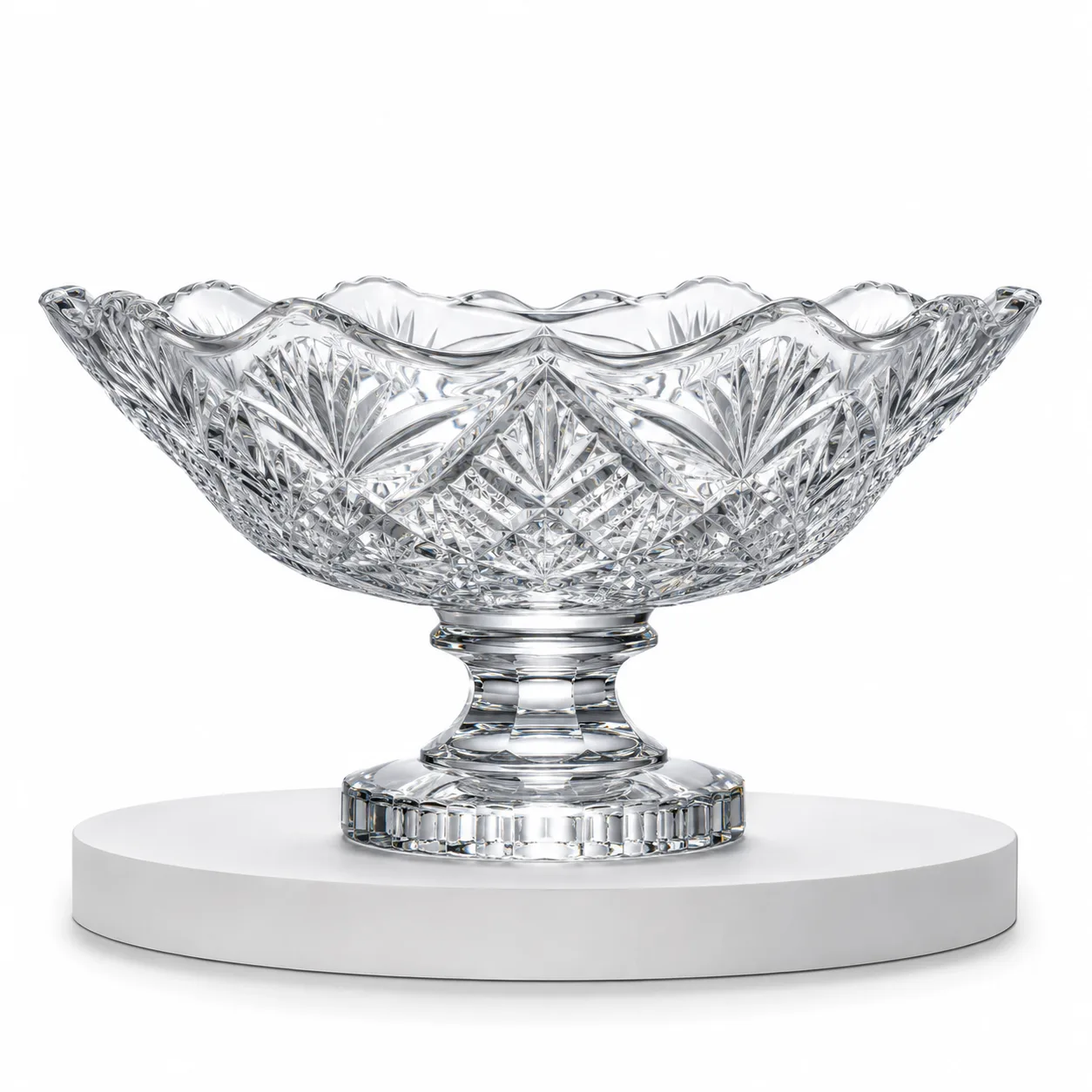 Cut Glass Centerpiece Bowl front view with visible Cut Glass Centerpiece Bowl form